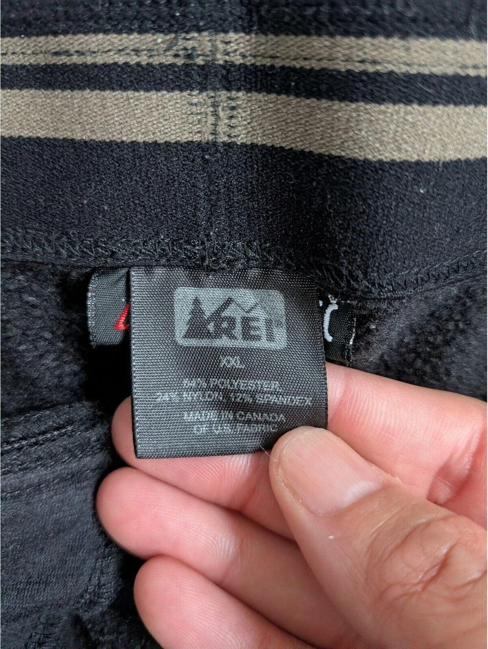 REI Long Johns Mens XL Black Polartec Fleece Thermal Base Layer Pants Underwear